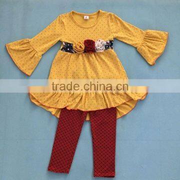 Top Selling Floral Polka Dots Custom Girls Boutique Clothes