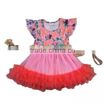 baby boutique wholesale pink lace floral print dress one piece girls party dresses baby girls dress designs