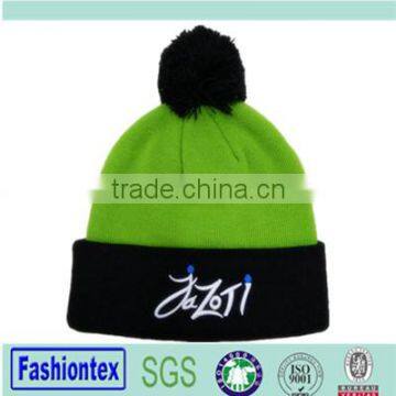 100% Acrylic Custom knitted Beanie Hat Custom 3D Embroidery beanie hat