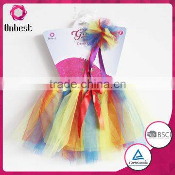 Rainbow kids tutu dress & fairy magic wand for party baby girls fairy dresses tutu set