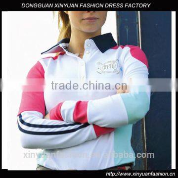 100% cotton Customized long sleeve polo shirt for lady horse riding shirt