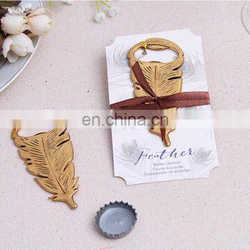 Bridal Shower Favors "Gilded Gold" Feather Bottle Opener Wedding Gifts