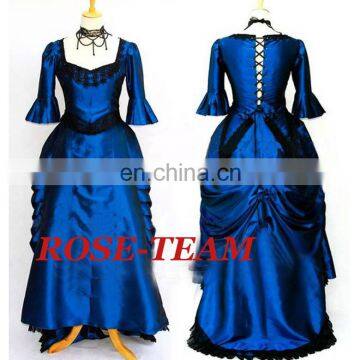 Rose Team-Free Shipping Custom-made Elegant Blue Medieval Victorian Dress Costume Gothic Punk Costume