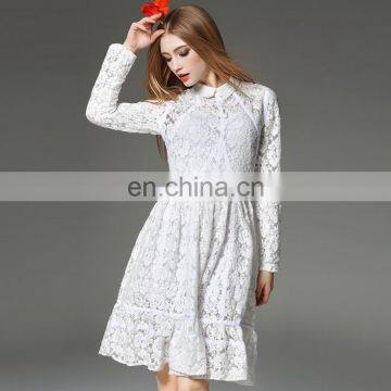 Long sleeve white lace adorable dress of chinese fashion dress manufacturers