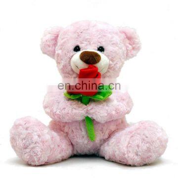 Valentine Teddy Bear With Rose Flower China Toy Factory Wholesale Gift Toys