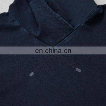 2017 Winter Women Loose Casual Drop Shoulder Indigo Blue Pullover Hoodie With Front Pocket photo-6
