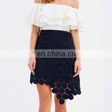 Polka Dot Circle Asymmetrical Skirt Hollow Out Lace Up A Line Midi Dress