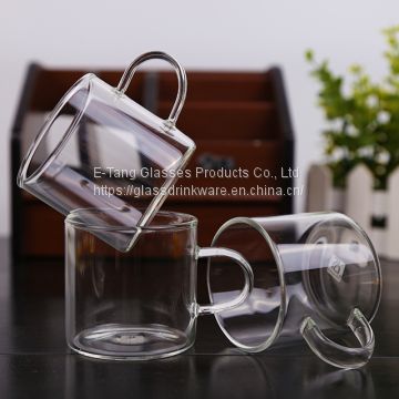 Wholesale Factory Price Amazon Custom logo 100ml 3.5oz glass cup, drinking glasses, double wall mini glass with handle