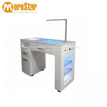 Modern Glass Manicure Table With uv Light for Nail Salon Furniture Sale