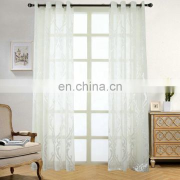 White bold damask jacquard voile window curtains