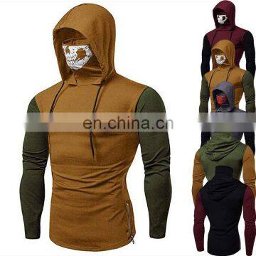 Turtleneck-Mask Skull Hooded Custom Logo Brand Tags New Unique Funny Pullover Solid Sweatshirt Blouse Tops Men's Hoodie