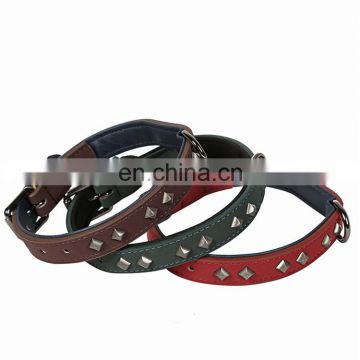 Fashion durable comfortable PU matte surface rivets adjustable dog collar leather