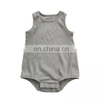 Elastic Rib Sleeveless Baby Bodysuit Romper Organic