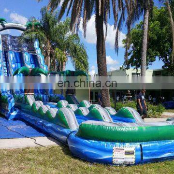 Blue Tropical Paraside Slip and Slide Monsoon Tall Inflatable Marble Curved Kids Water Slide With Pool photo-4