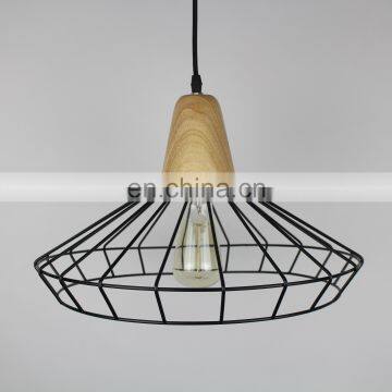 High Quality Cheap Metal Cage Dining Living Room Iron Wire Shade Hanging Pendant Lamp photo-2