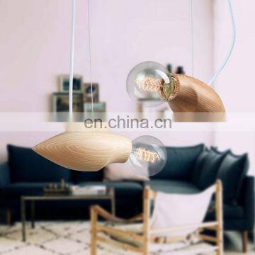 Unique Design Decorative Wood Wooden Pendant Lights E27 Pendants Chandelier Light Drop Lighting 2018 Hot Sales Small Light photo-3