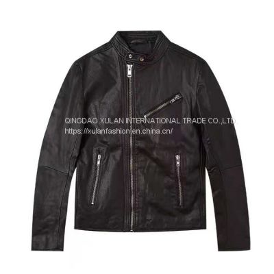 2021 New Fashion Classic Men's washed genuine  sheepskin leather jacket