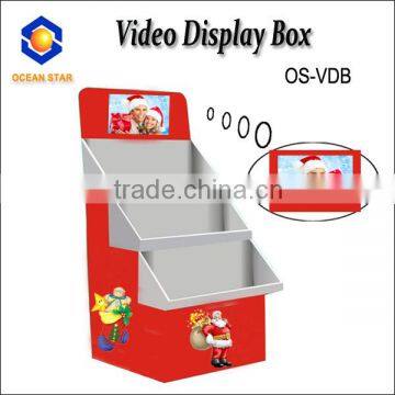 LCD player Custom retail Shelf paper cardboard LCD CARD display tray promotion box with LCD playing