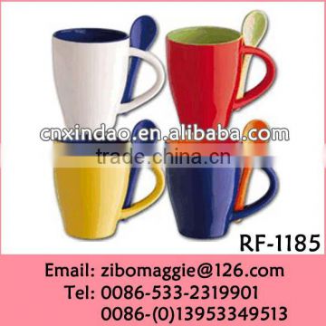 Glazed Wholesale Porcelain Mug with Spoon for Promotional Coffee Mug Spoon