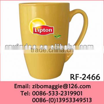 Professional Custom Printed Lipton Logo Ceramic Soup Mug with Belly Shape for Wholesale