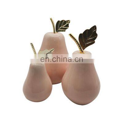 Custom design ceramic fruit pear figurine home decoration