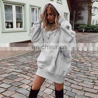 custom women's solid hooded pullover loose long-sleeved sweater Autumn/Winter Fleece Print Thick Loose Sweatshirts