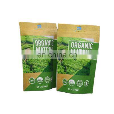 Custom printed stand up zip lock bag package organic matcha green tea powder pouch / aluminum foil food powder /coffee bag