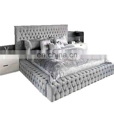 Luxury modern design soft beds Velvet queen and King Size bedroom sets furniture Bed frame