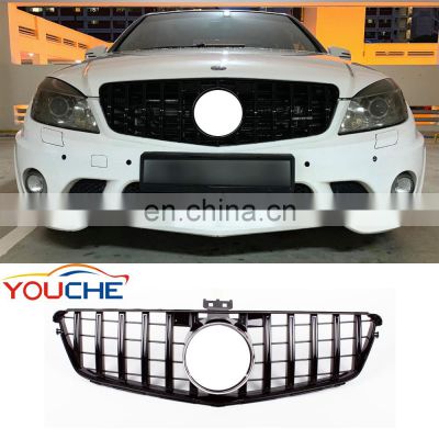 Black GT style front grille for Mercedes C class W204 2009-2014