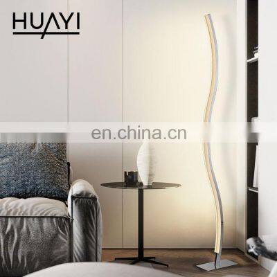 HUAYI High Quality Iron Chrome Indoor Living Room Bedroom 26W Modern Acrylic LED Floor Lamp