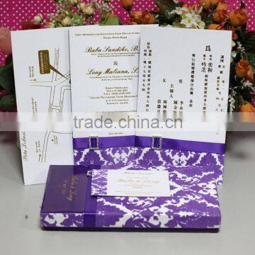2016 Newest Luxury Flocking Purple Invitation for Wedding photo-3