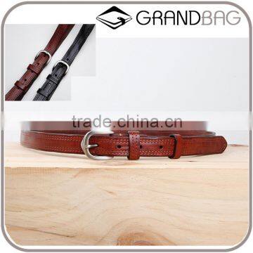 high quality black genuine cowhide leather slim and adjustable waist belt for women for men