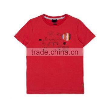 Childrens/Kids Boys' 7-10 Years Red Mini Sketch Print T-Shirt