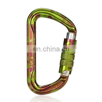 JRSGS Factory Custom Durable Safety 30KN Carabiner Climbing Aluminum Screw Locking Snap Hook