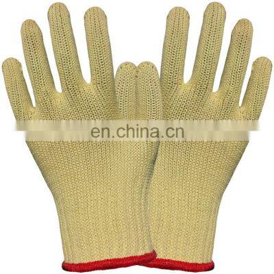 7 Gauge Yellow Aramid Fibre Knitted Cut Resistant Gloves Smaller MOQ