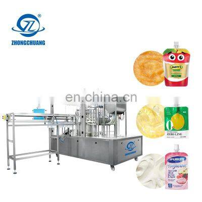 Automatic Stand Up Bag Packing Baby Pet Food Puree Juice Yogurt Cream Beverage Jelly Spout Pouch Filling And Capping Machine