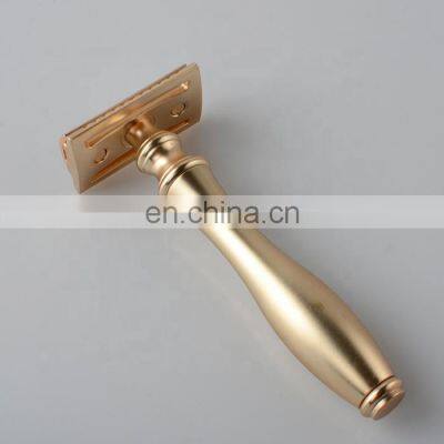 Men Luxury Shaver Matte Gold Metal Handle Singe Blade Shaving Safety Razor photo-5