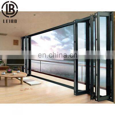 Narrow Frame Thermal Break Exterior Aluminum Double Glazed  Bifold 3 4 Bi Folding Sliding Glass Accordion Door