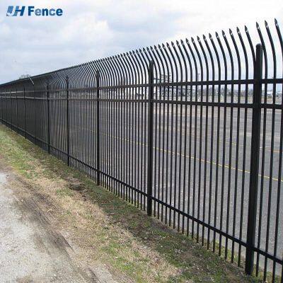 Venta de paneles de valla de hierro forjado baratos, valla de acero con punta de lanza galvanizada