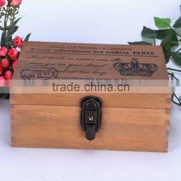 Custom Logo Printed Wood Box Storage Packaging Box With Mental Lock