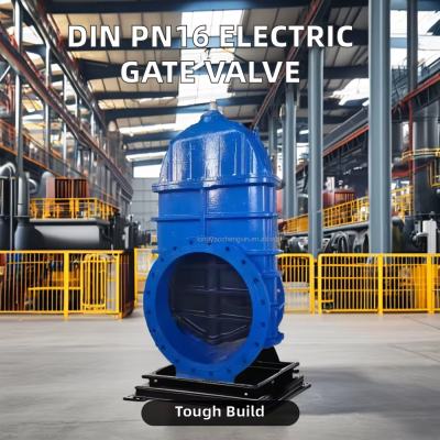DIN Elektromotorisch betriebenes Schieberventil aus WCB-Gussstahl mit Flansch und elastischem Sitz, elektrisches Schieberventil mit Aktuator, große Nennweite photo-6