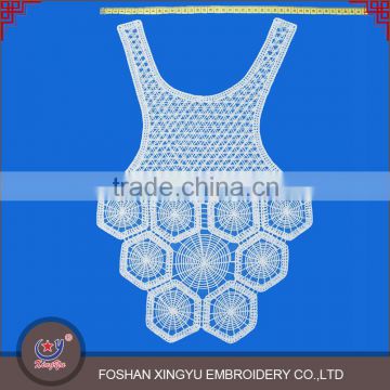 OEM Custom shaped hexagon mesh pattern neckline embroidery ladies kameez front and back neck designs