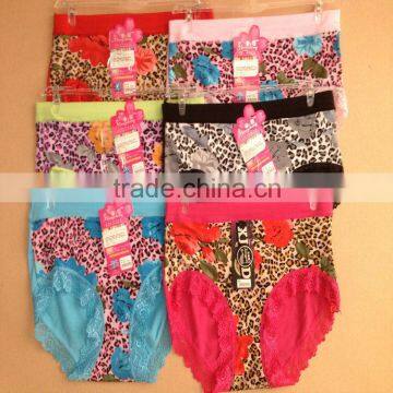 0.63USD Fashional Design Big Waist Size Colourful 100% Good Cotton Top Flexible Indian Ladies Panties(jlhnk093)