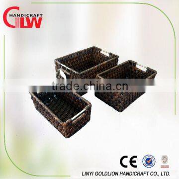 set of 3 maize basket,storage basket with wire handle, black storage basket