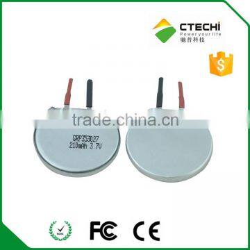 Round type Lipo battery 353027 3.7v 210mAh li ion battery