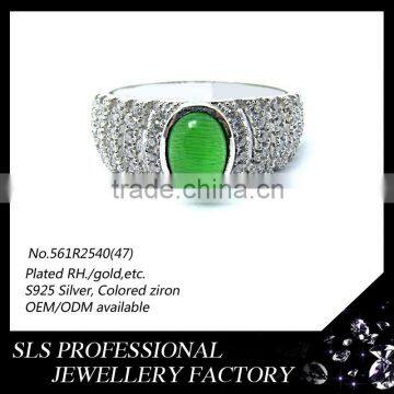 LimeGreen stone white gold plated spinner rings best gift turquoise peridot silver ring for female