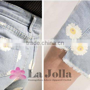 2016 Summer Ladies Short Trousers New Fashion Printing Jeans 242J photo-3