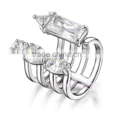 Adjustable design cuff zircon gold gay wedding ring