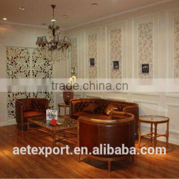 Modern Style teak solid wood sofa designs with leather set