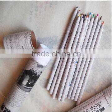 2014 Hot Sale Newspaper Color Pencil ECO-Friendly Paper Color Pencil In Paper Tube For School&Office